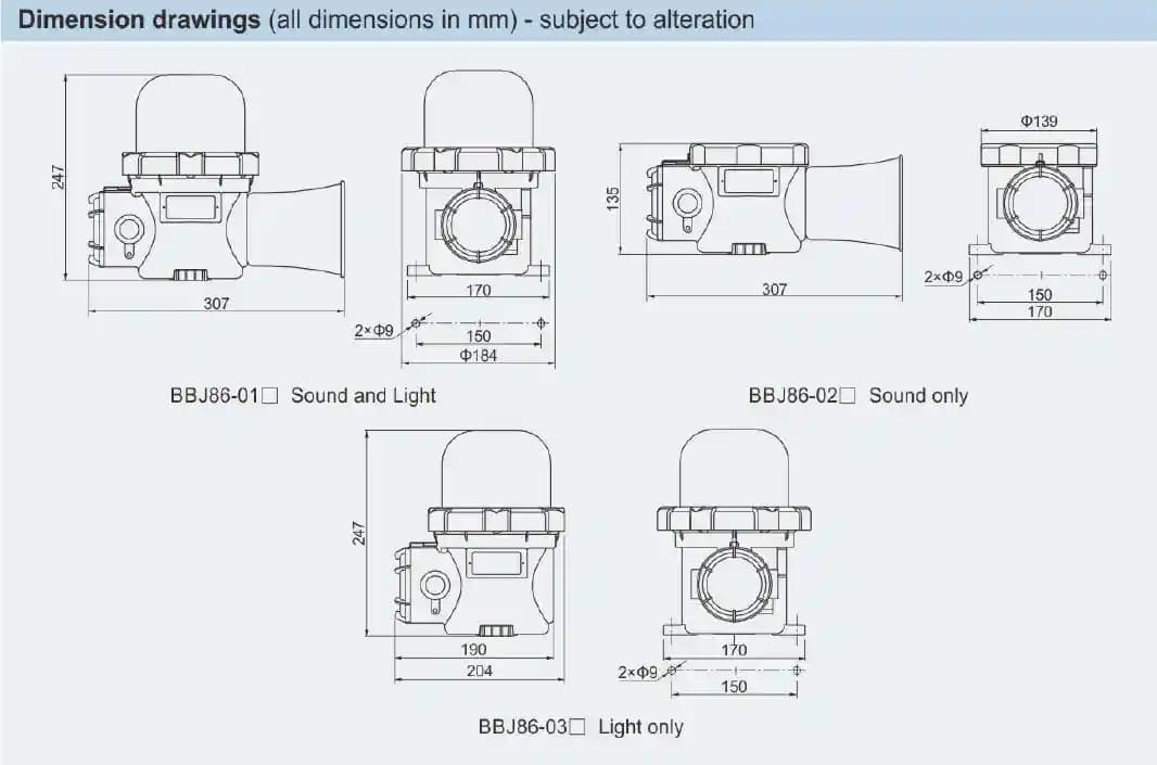 Đèn báo hiệu và đèn cảnh báo BBJ86 Ex db IIC T6 Gb Warom — hình 2